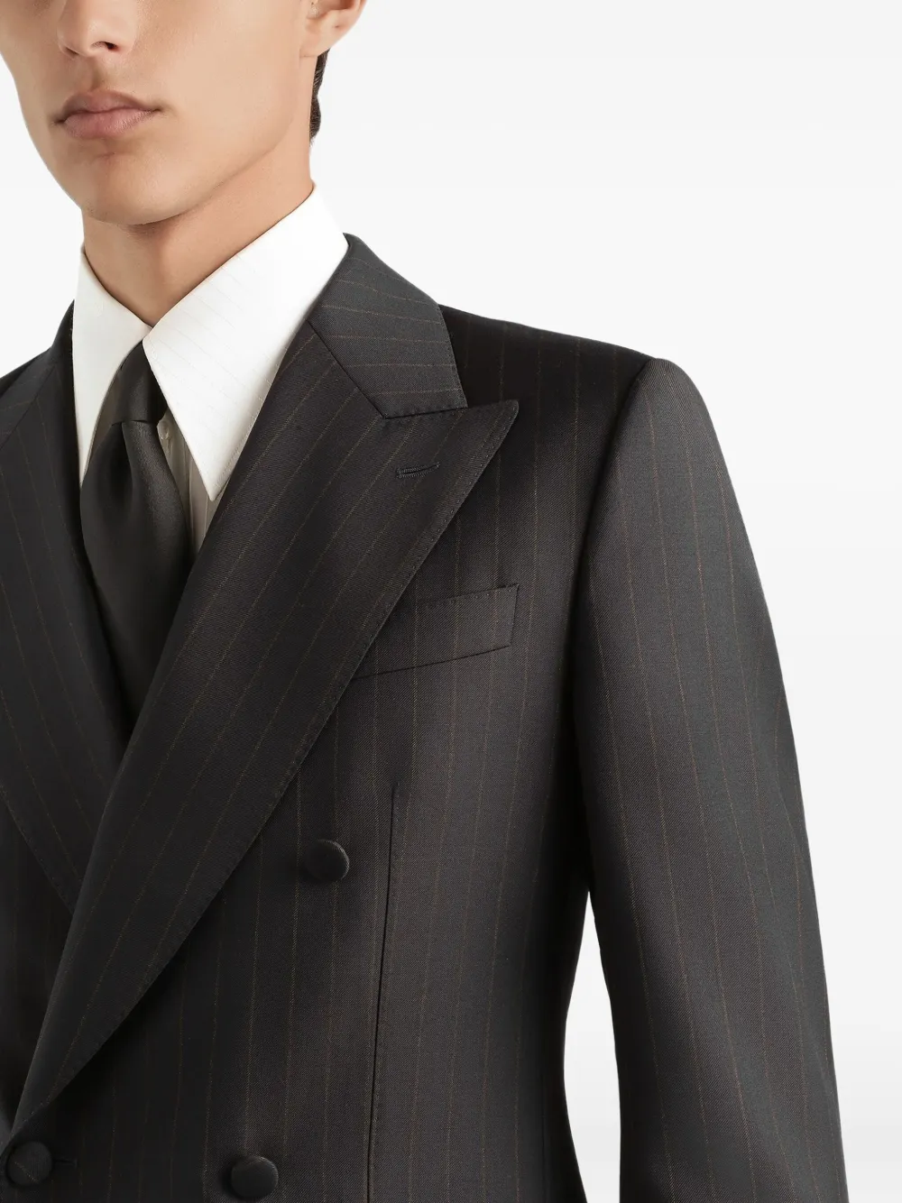 Dolce & Gabbana Gestreept jack met dubbele rij knopen Zwart