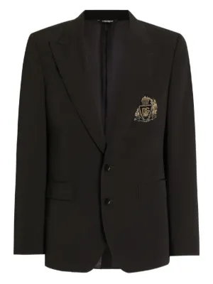 Dolce & Gabbana double-breasted crest-embellished Blazer | Blue