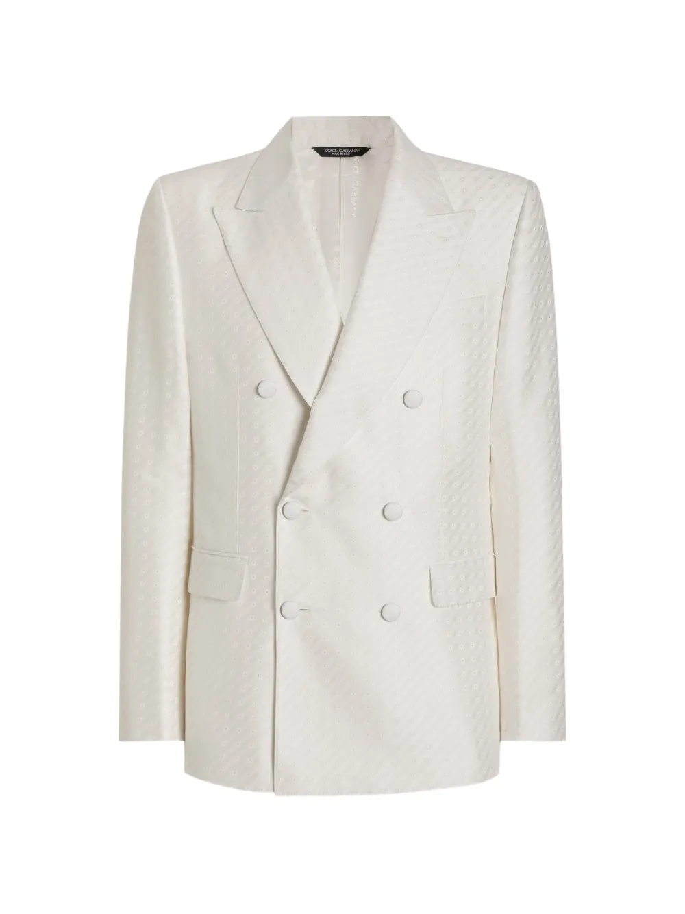 Dolce & Gabbana double-breasted Sicilia light jacquard jacket with micro pattern - Bianco