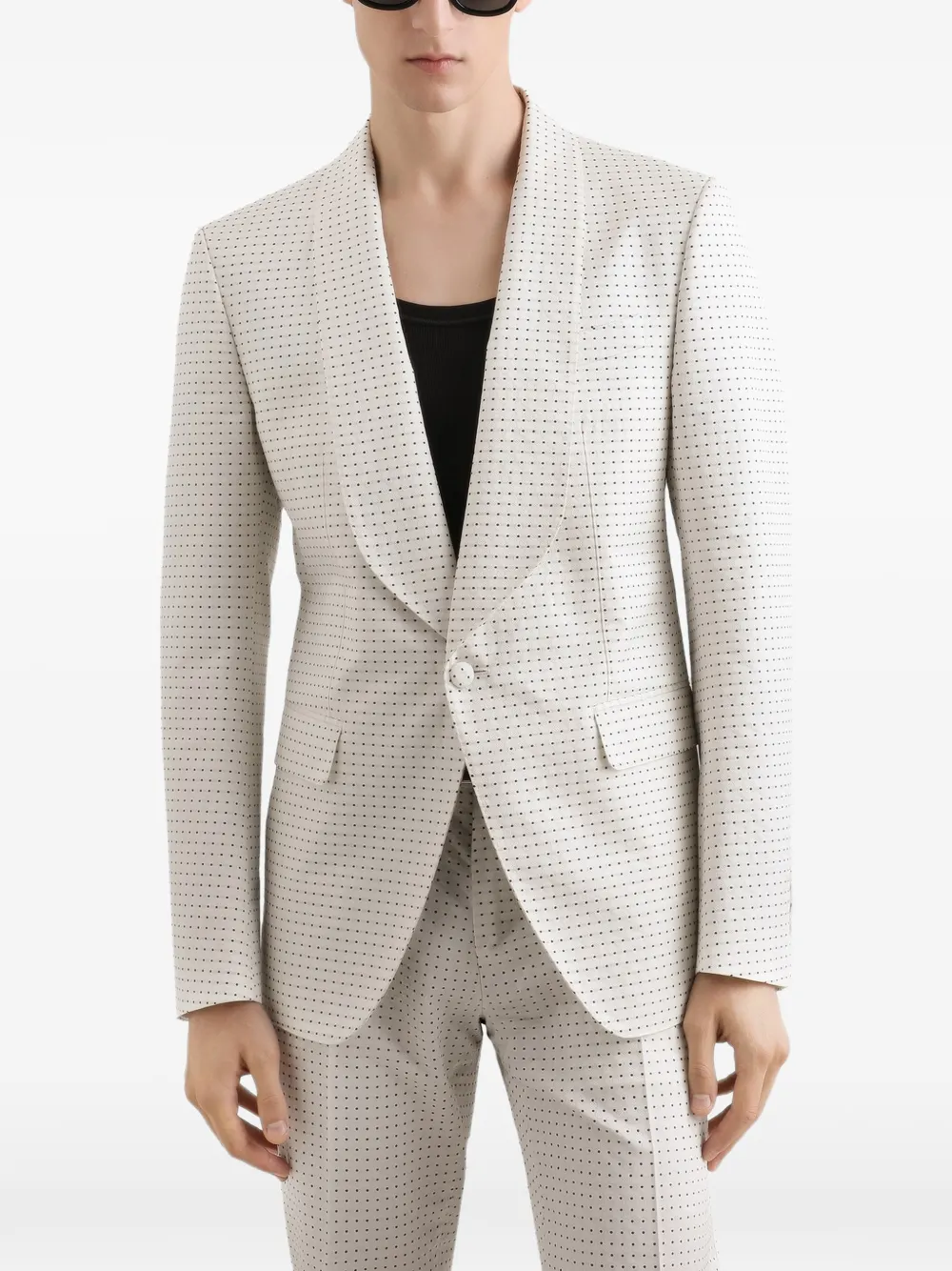 Dolce & Gabbana Blazer met stippen en jacquard Beige