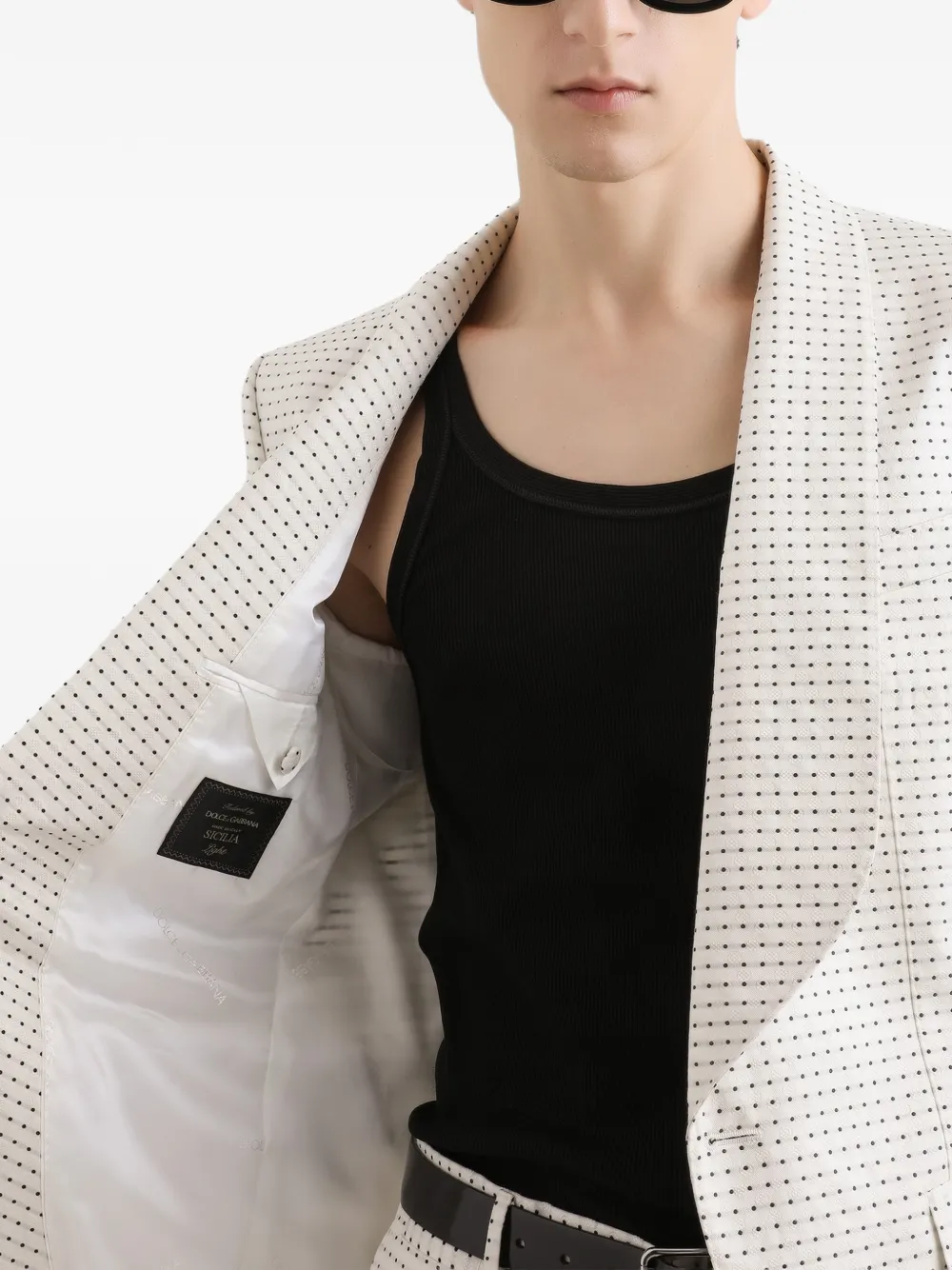 Dolce & Gabbana Blazer met stippen en jacquard Beige