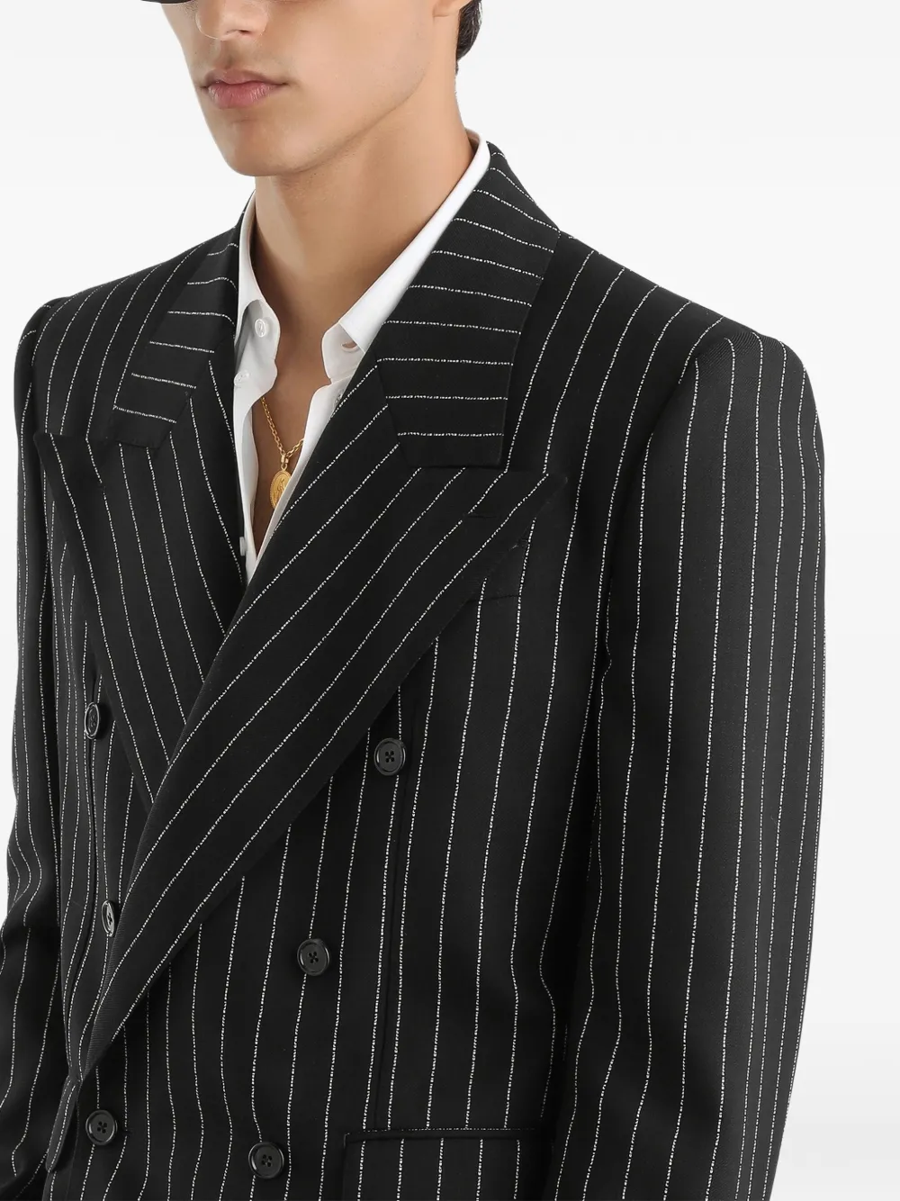 Dolce & Gabbana Gestreepte blazer met dubbele rij knopen Zwart
