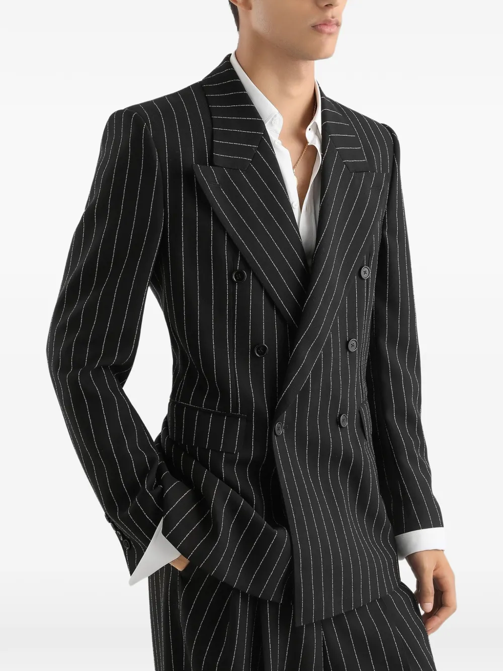Dolce & Gabbana Gestreepte blazer met dubbele rij knopen Zwart