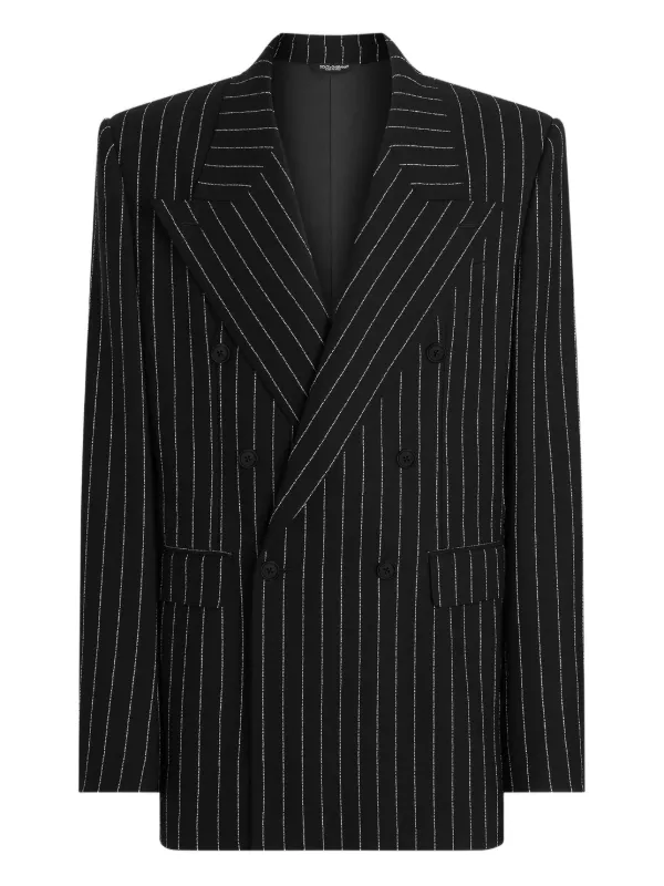 DOLCE&GABBANA ドルチェ＆ガッバーナ 黒 ストライプ ジャケット ② Dolce & Gabbana ストライプ ダブルジャケット | ブラック | FARFETCH JP