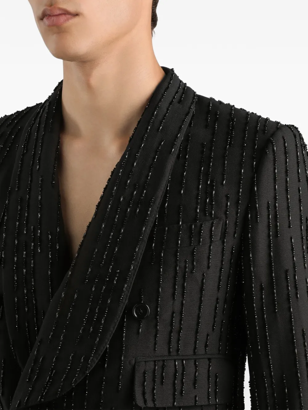 Dolce & Gabbana Blazer met dubbele rij knopen en verfraaide streep Zwart