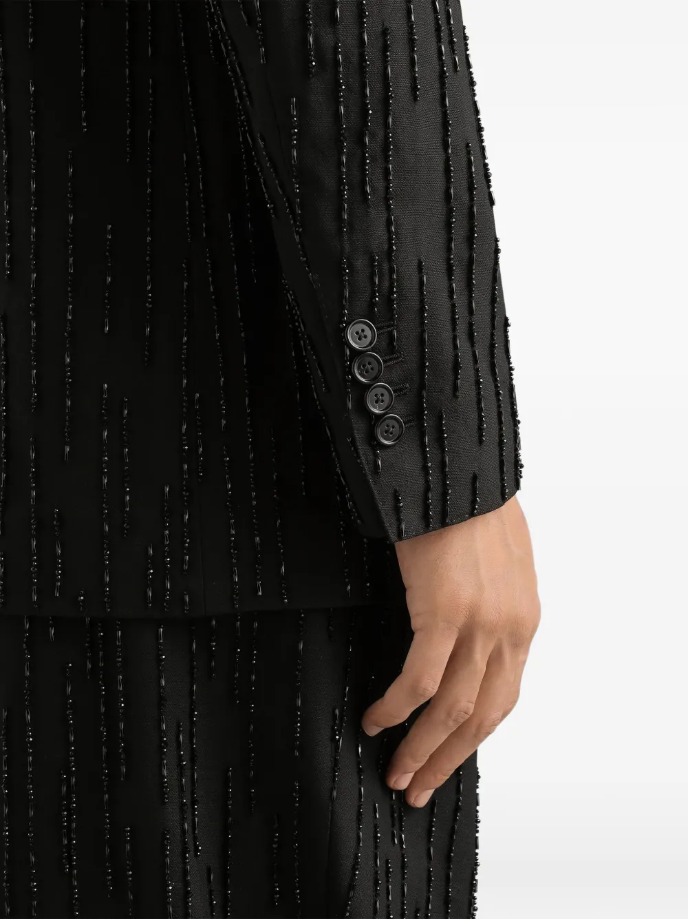 Dolce & Gabbana Blazer met dubbele rij knopen en verfraaide streep Zwart