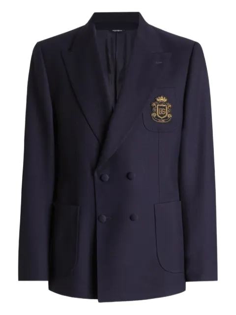 Dolce & Gabbana double-breasted crest-appliqué blazer