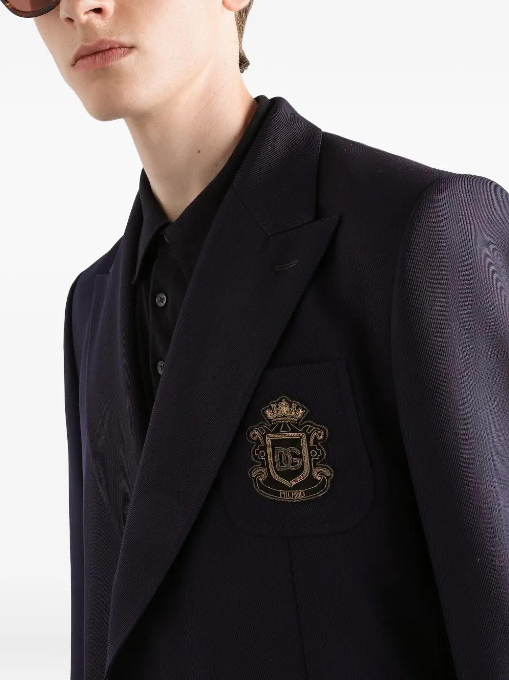 Dolce & Gabbana Blazer met dubbele rij knopen en wapenschild-applicatie Blauw