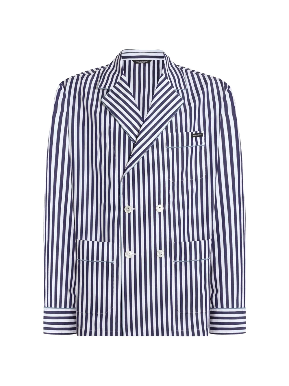 Dolce & Gabbana STRIPED POPLIN VANITY ROBE - Blu