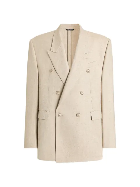 Dolce & Gabbana double-breasted tweed-effect silk and hemp jacket