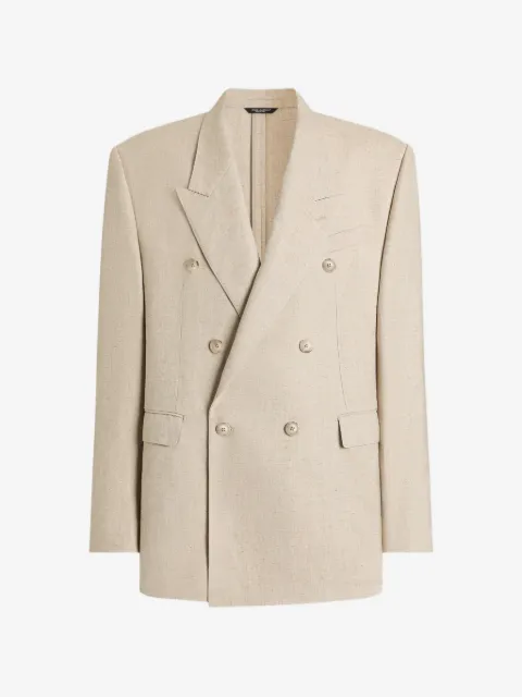 Dolce & Gabbana double-breasted tweed-effect silk and hemp jacket
