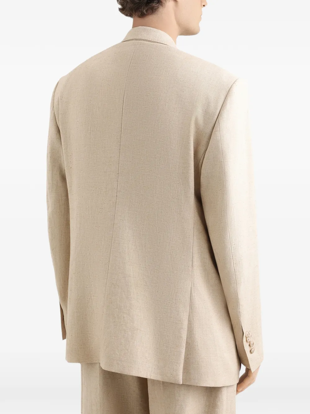 Dolce & Gabbana Zijde en hennep jack met tweed-effect en dubbele rij knopen Beige