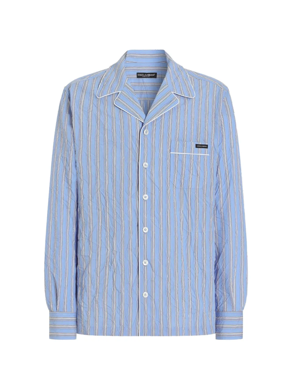 Dolce & Gabbana CRINKLED STRIPED FABRIC VANITY SHIRT - Blu