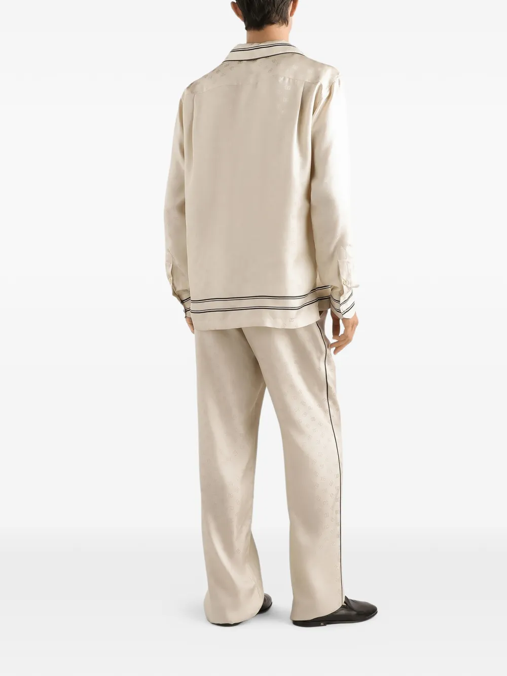 Dolce & Gabbana Overhemd met gestreepte afwerking en logopatroon Beige