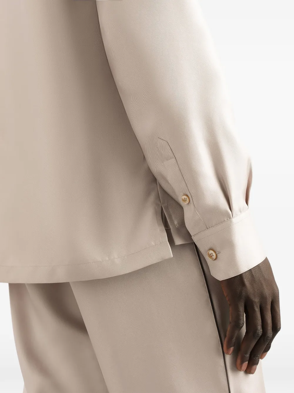Dolce & Gabbana Overhemd met geborduurd logo en zak Beige