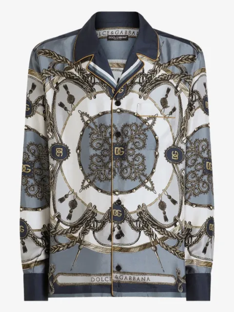Dolce & Gabbana cargo-print silk twill shirt