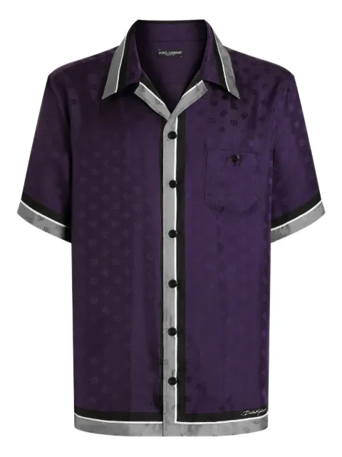 Dolce & Gabbana Hawaii logo-patterned piped shirt