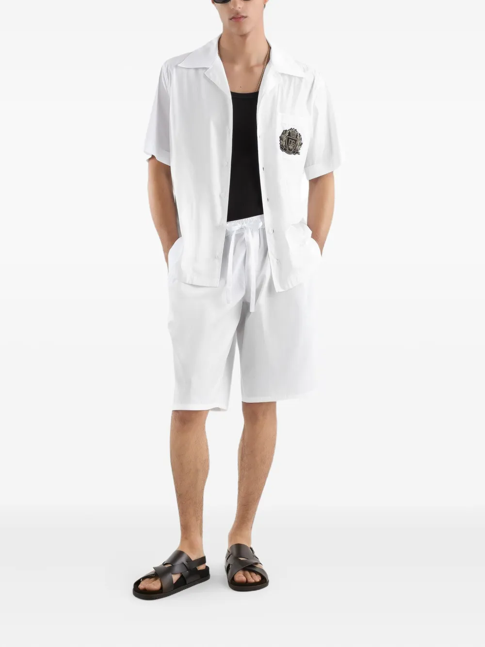 Dolce & Gabbana Overhemd met logopatch en korte mouwen - Wit