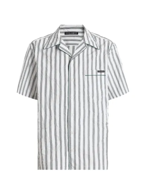 Dolce & Gabbana crinkled striped poplin Hawaii shirt
