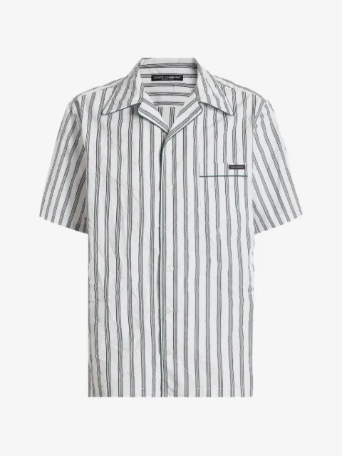 Dolce & Gabbana crinkled striped poplin Hawaii shirt