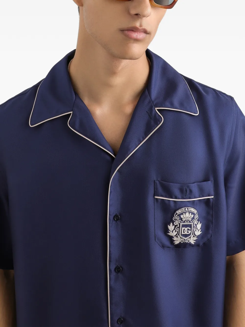 Dolce & Gabbana Hawaii overhemd met geborduurde afwerking Bruin
