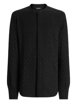 Saint Laurent patterned-jacquard short-sleeve Shirt | Black