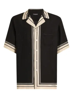 Dolce & Gabbana logo-plaque Leather Shirt | Black | FARFETCH