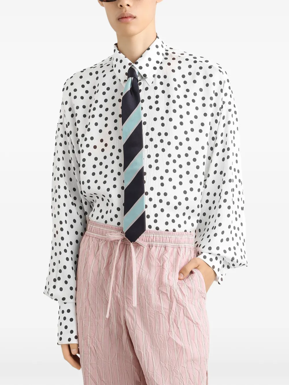 Dolce & Gabbana Overhemd met stippen en knoop Wit