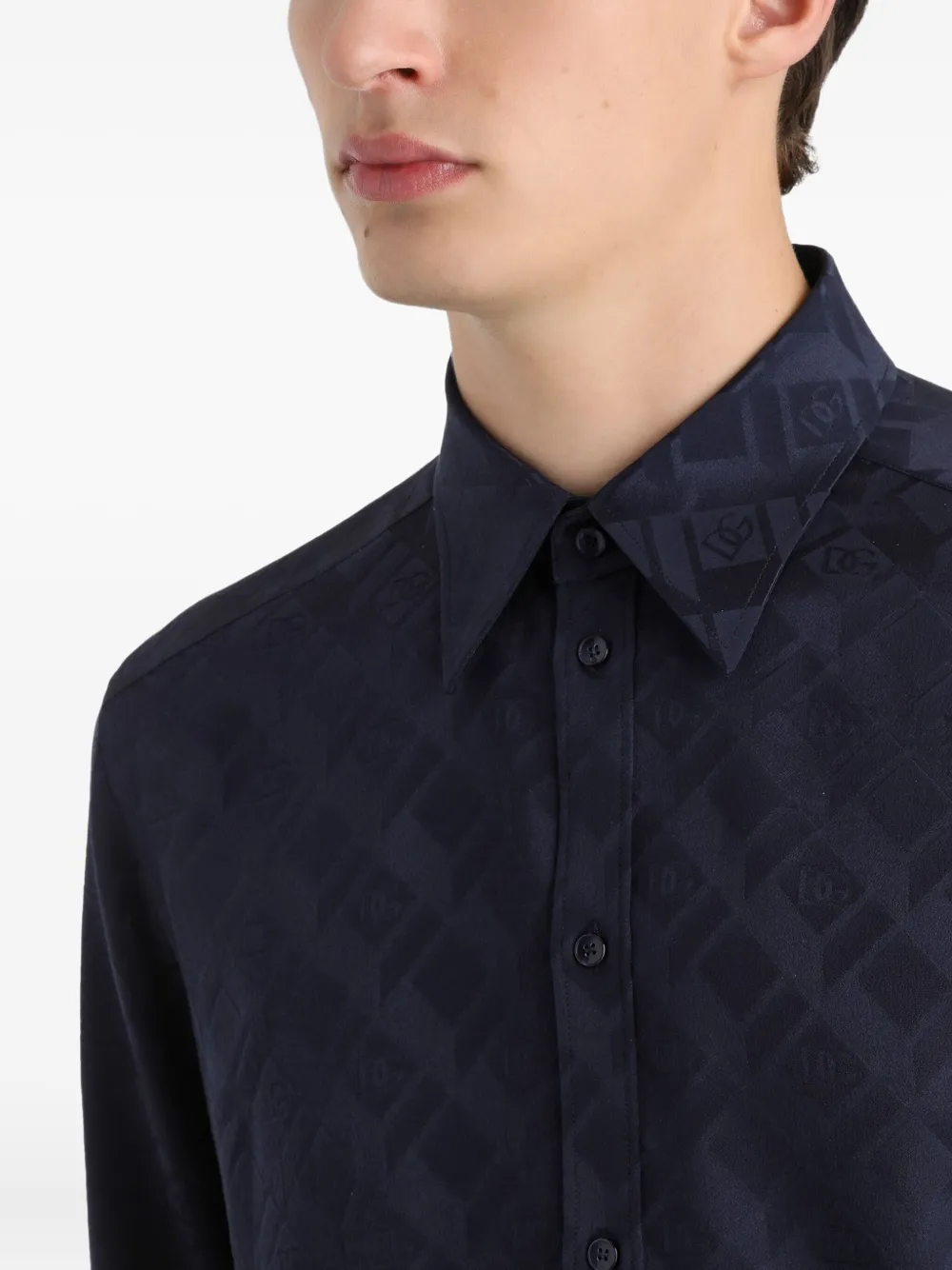 Dolce & Gabbana Martini overhemd met monogram Blauw
