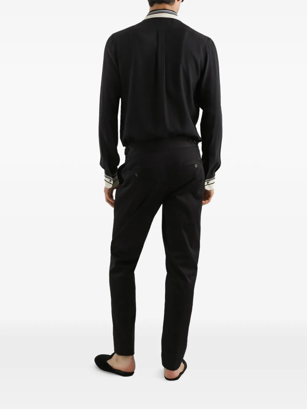 Dolce & Gabbana Gestreept overhemd met logo en jacquard Zwart