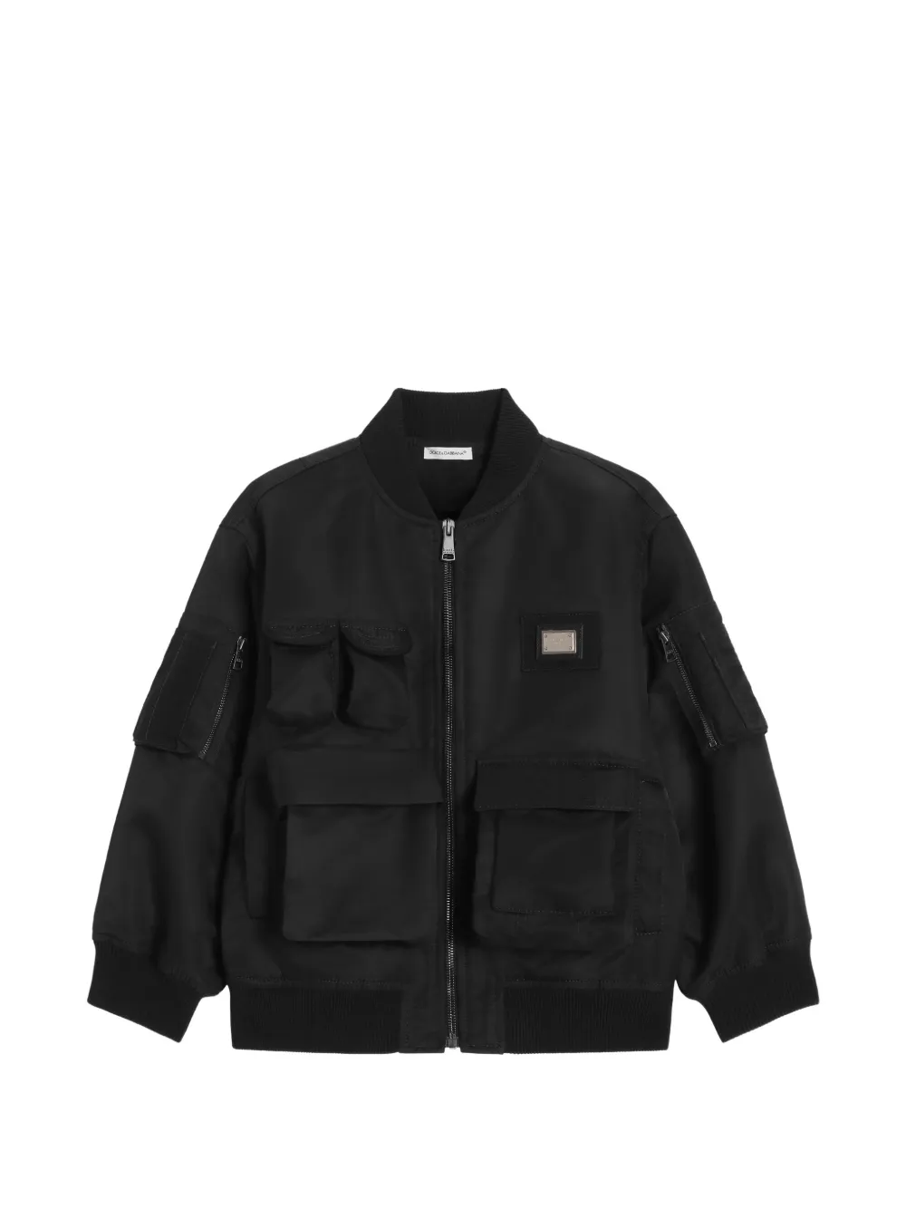 Dolce & Gabbana Kids Bomberjacke mit Logo-Schild - Schwarz