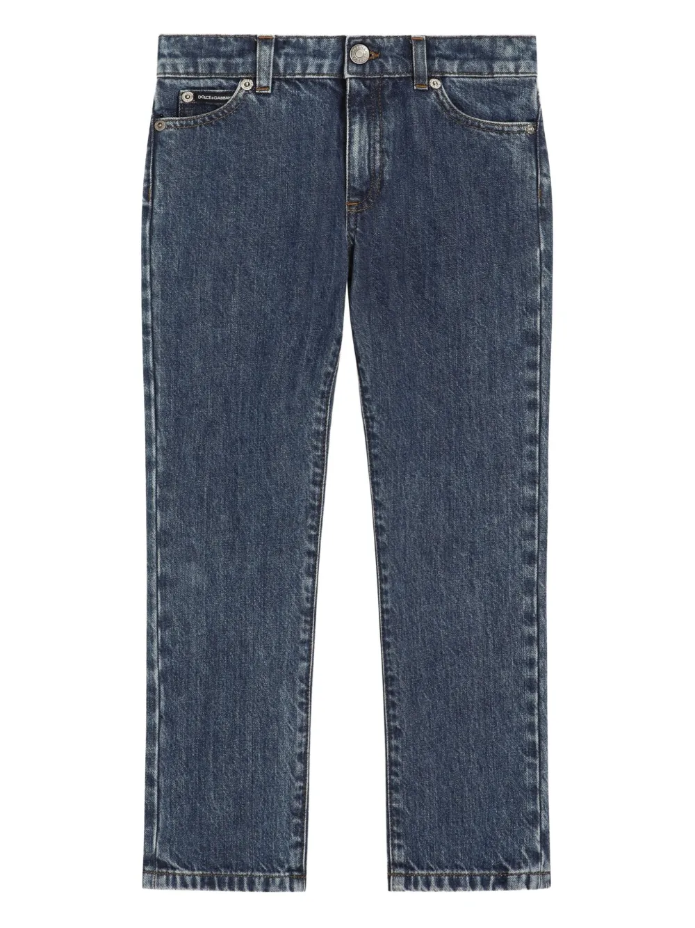 Dolce & Gabbana Kids Jeans con placca logo - Blu