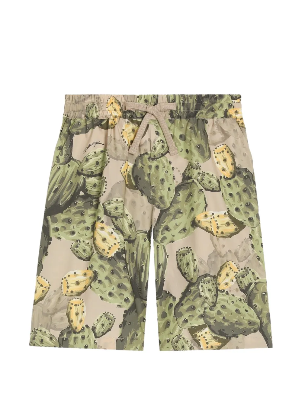 Dolce & Gabbana Kids cactus-print poplin bermuda shorts - Verde