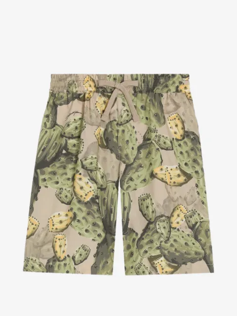 Dolce & Gabbana Kids cactus-print poplin bermuda shorts 