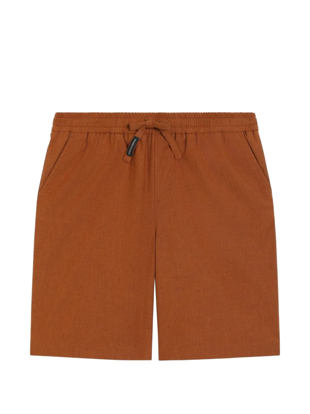 Dolce & Gabbana Kids cotton and linen canvas bermuda shorts - Marrone