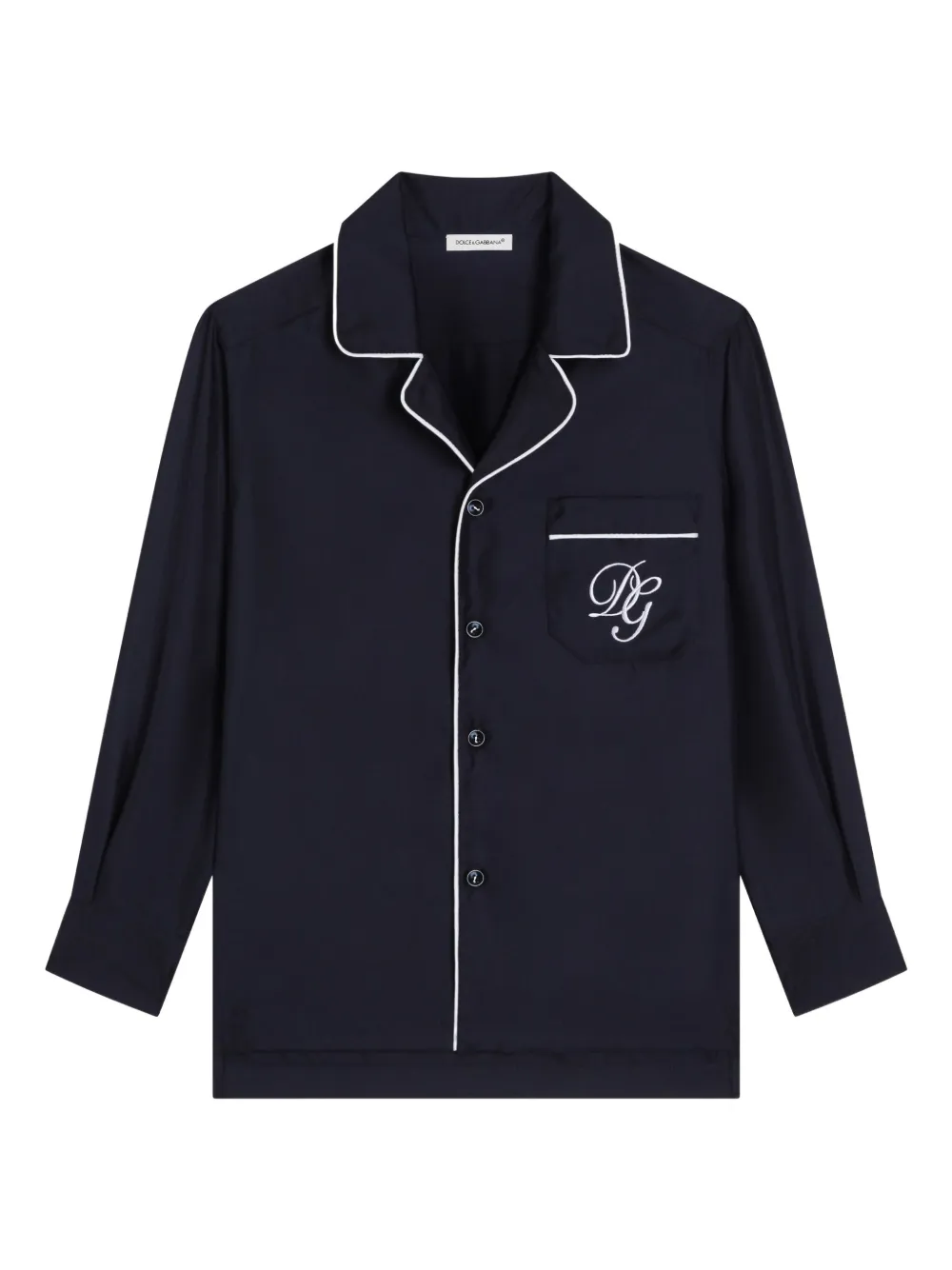 Dolce & Gabbana Kids logo-embroidered piped shirt - Blu