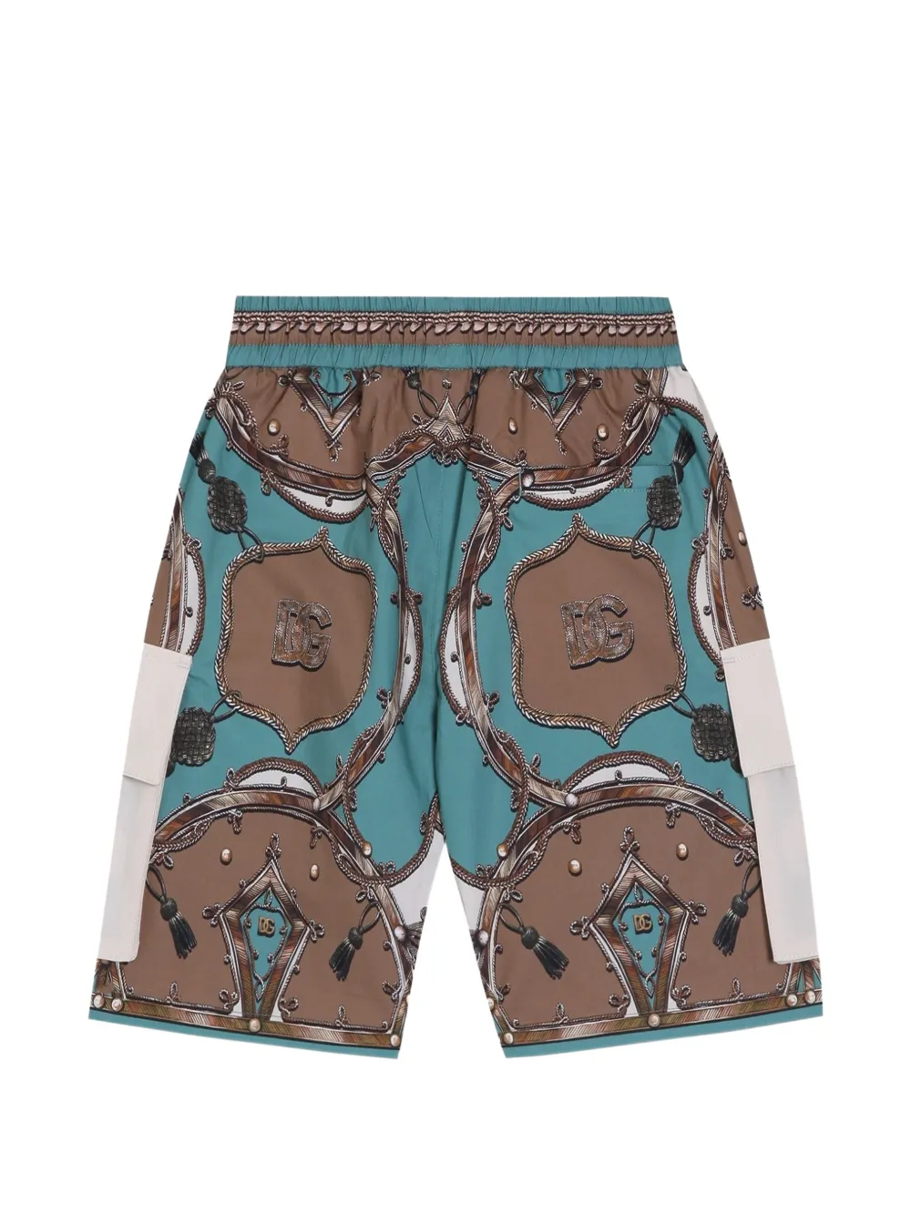 Dolce & Gabbana Kids Popeline bermuda shorts met bandanaprint Blauw