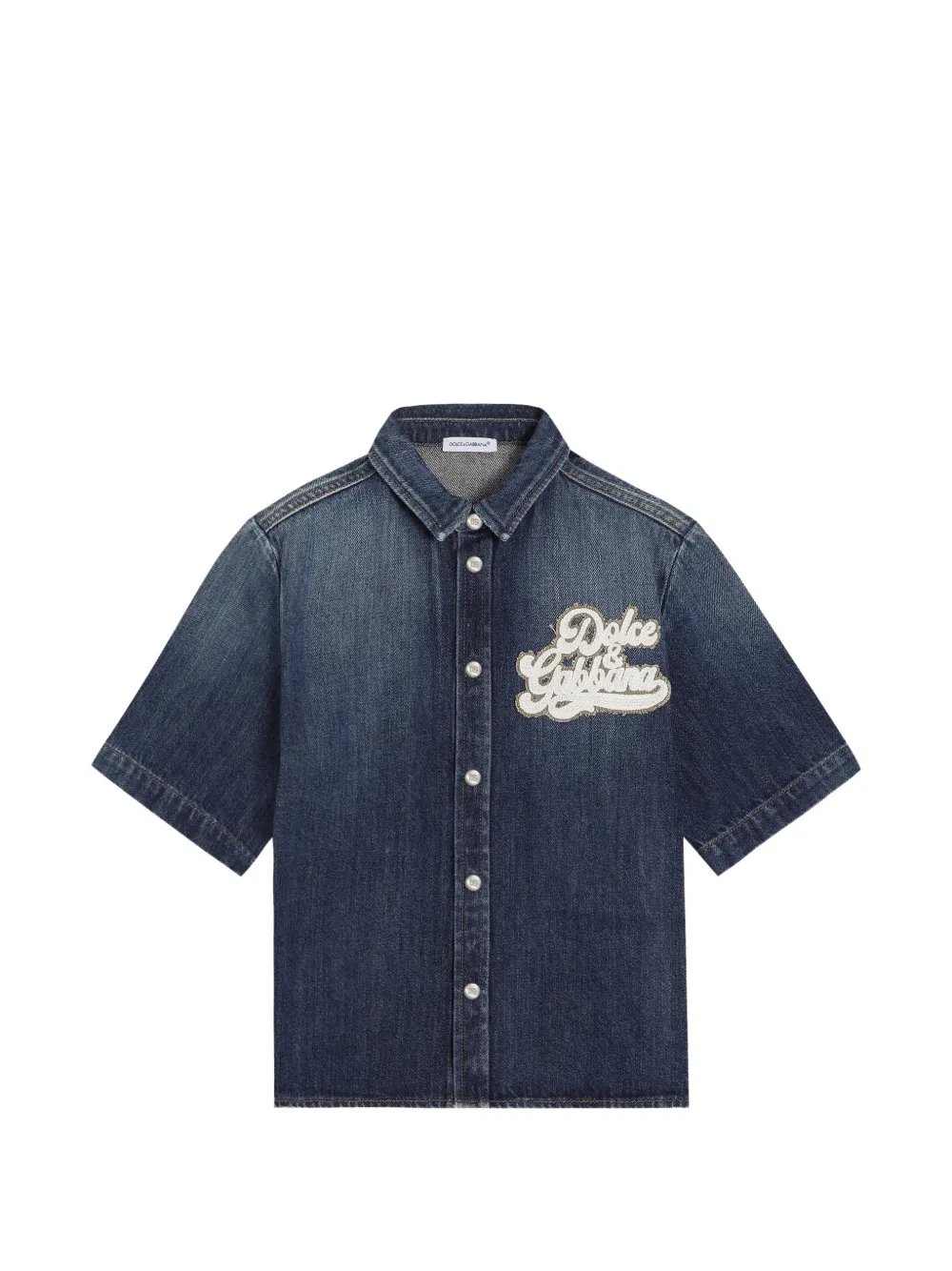 Dolce & Gabbana Kids denim shirt with patch - Blau
