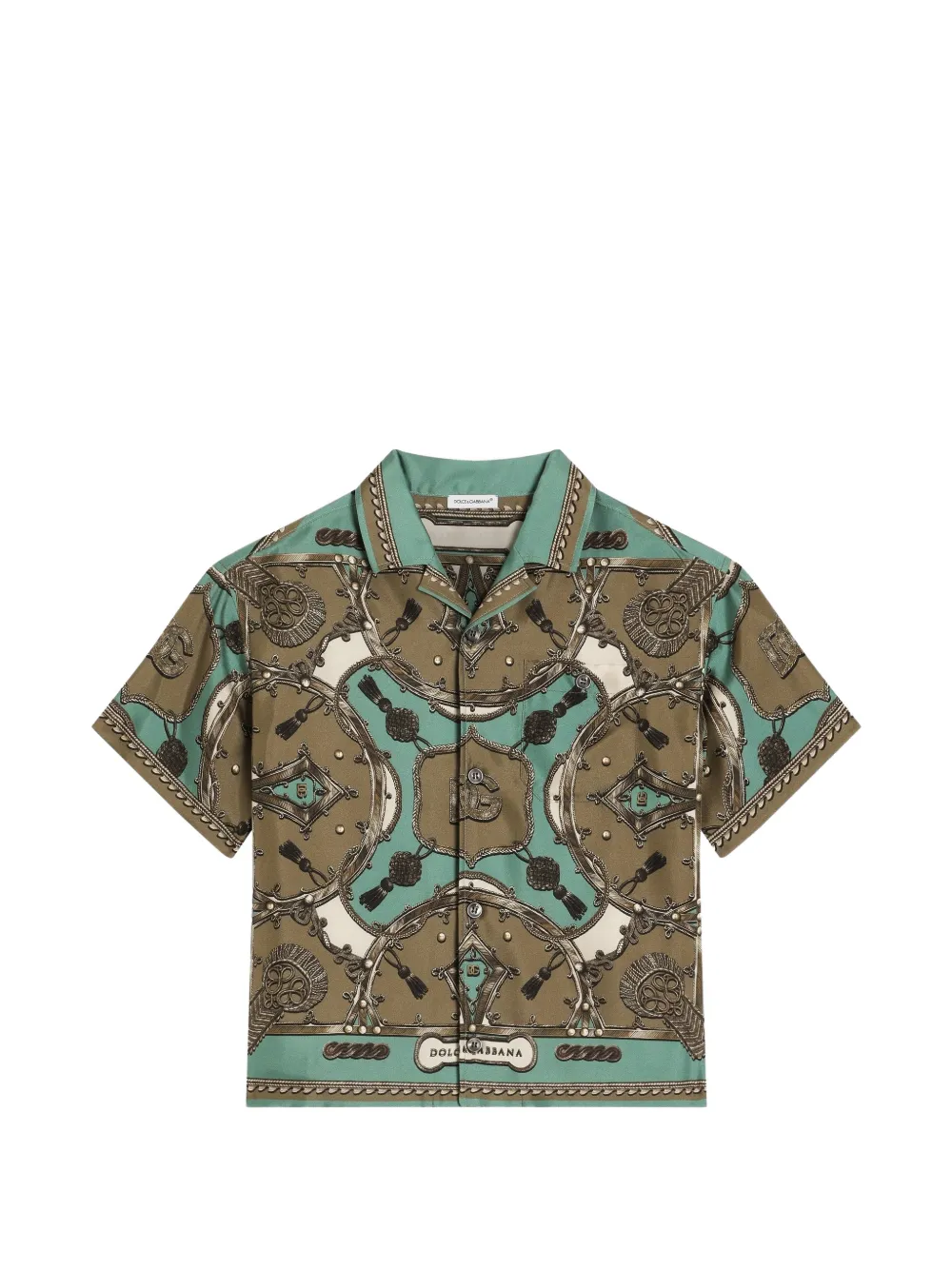 Dolce & Gabbana Kids Camicia a maniche corte con logo - Marrone