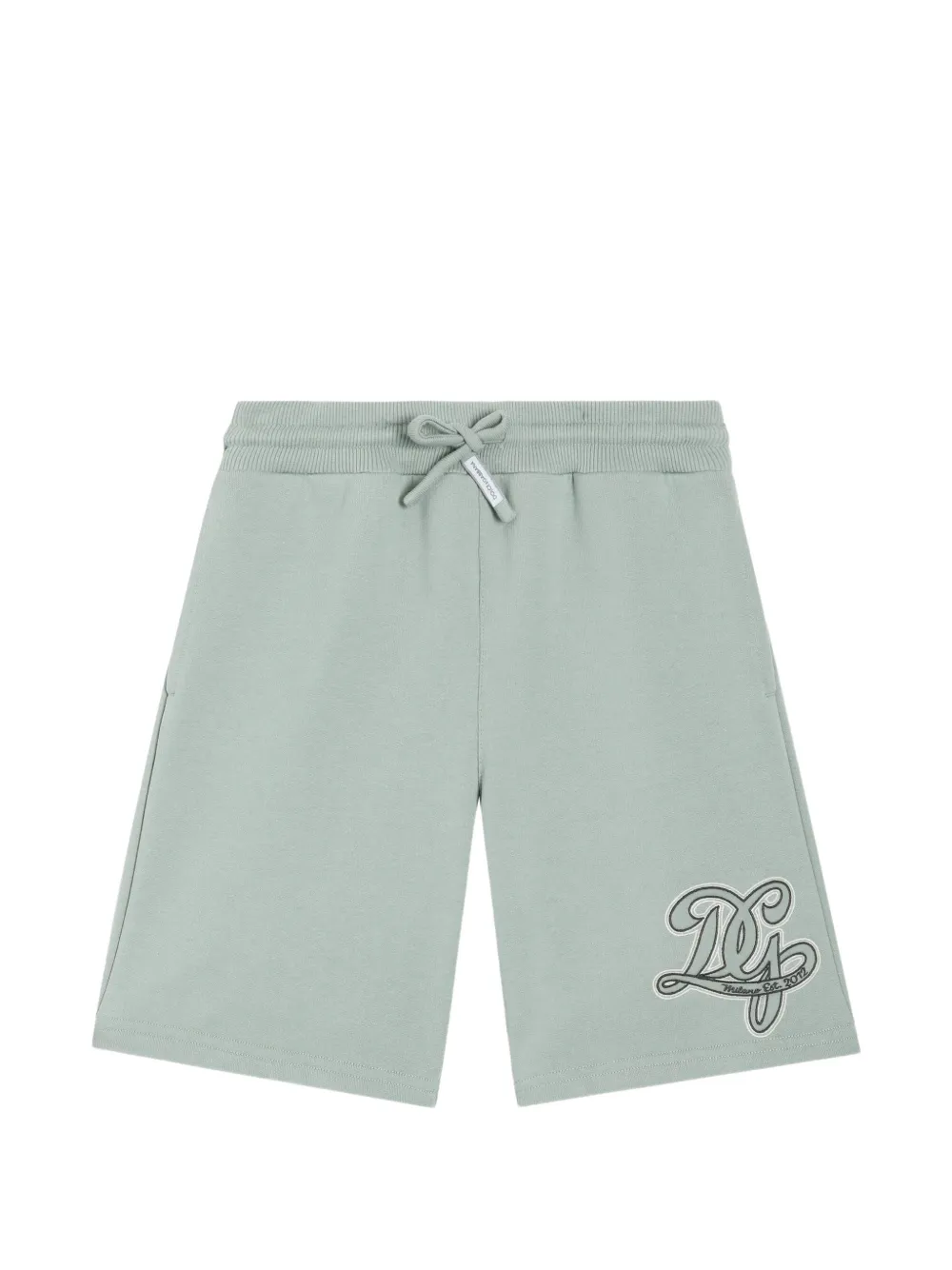 Dolce & Gabbana Kids fleece bermuda shorts with DG canvas embroidery - Green