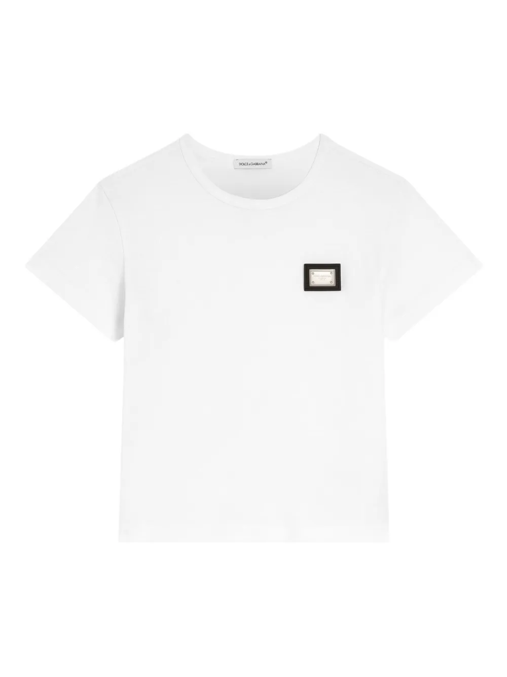 Dolce & Gabbana Kids T-shirt con placca logo - Bianco