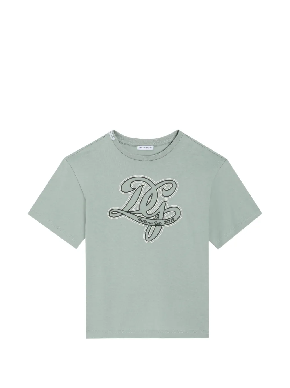 Dolce & Gabbana Kids T-shirt in jersey con ricamo DG - Verde