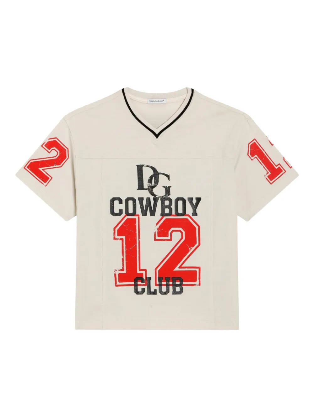 Dolce & Gabbana Kids Felpa girocollo con scollo a V e stampa - Toni neutri