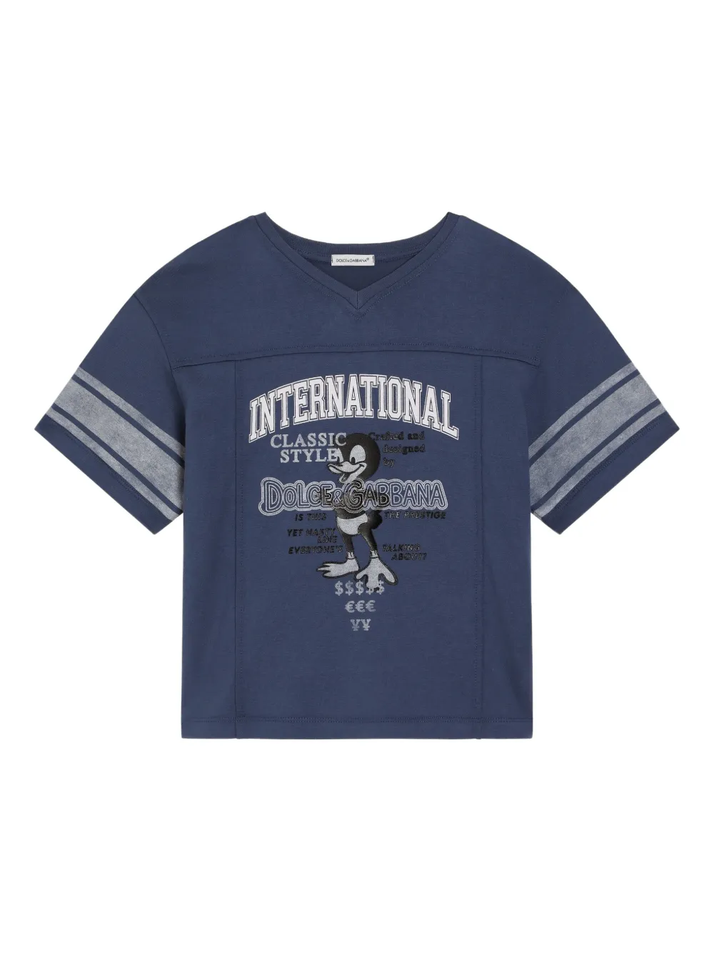 Dolce & Gabbana Kids T-shirt con rifinitura a righe - Blu