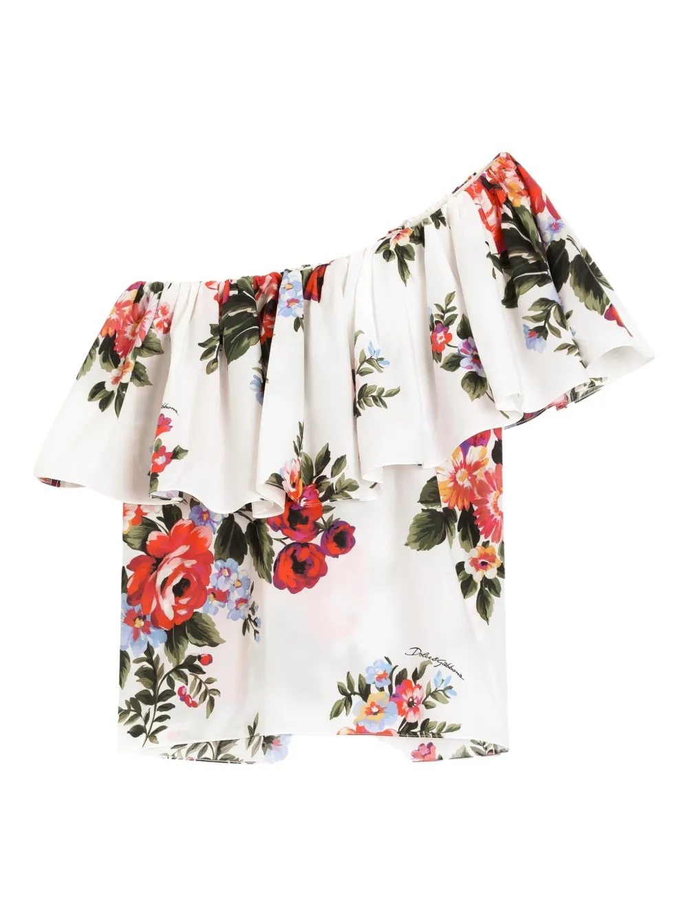 Dolce & Gabbana Kids Top a fiori con ruches - Bianco