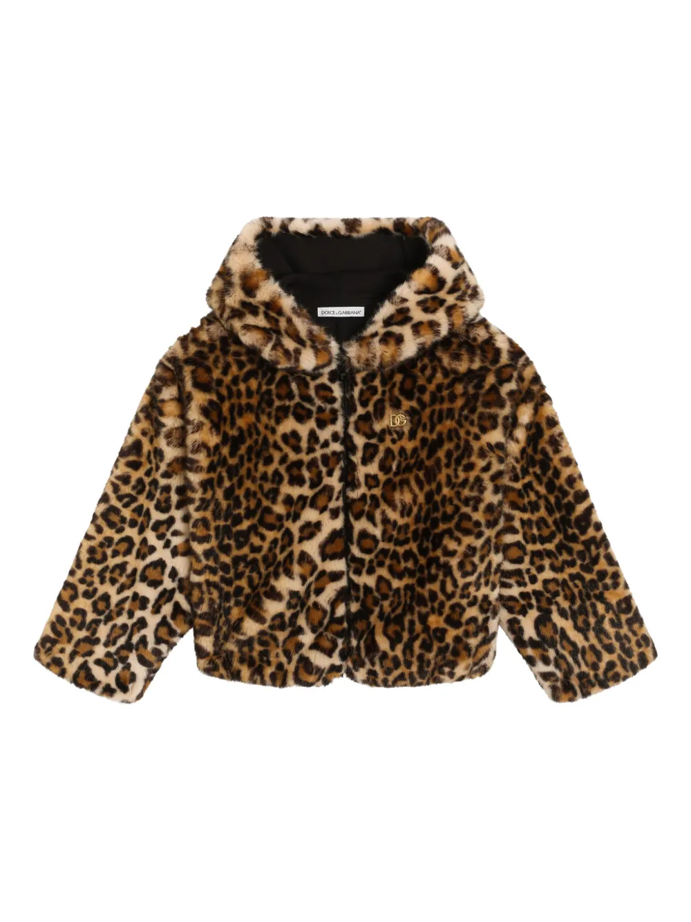 Dolce & Gabbana Kids Giacca leopardata con cappuccio - Marrone