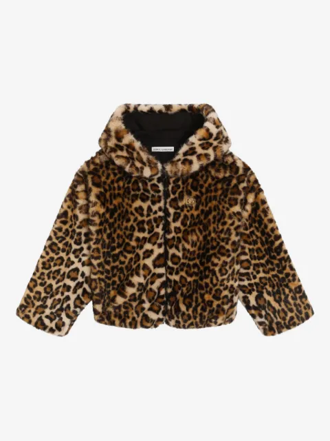 Dolce & Gabbana Kids hooded leopard-pattern jacket 