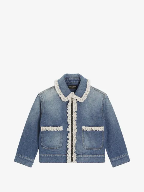 Dolce & Gabbana Kids lace-trim denim jacket