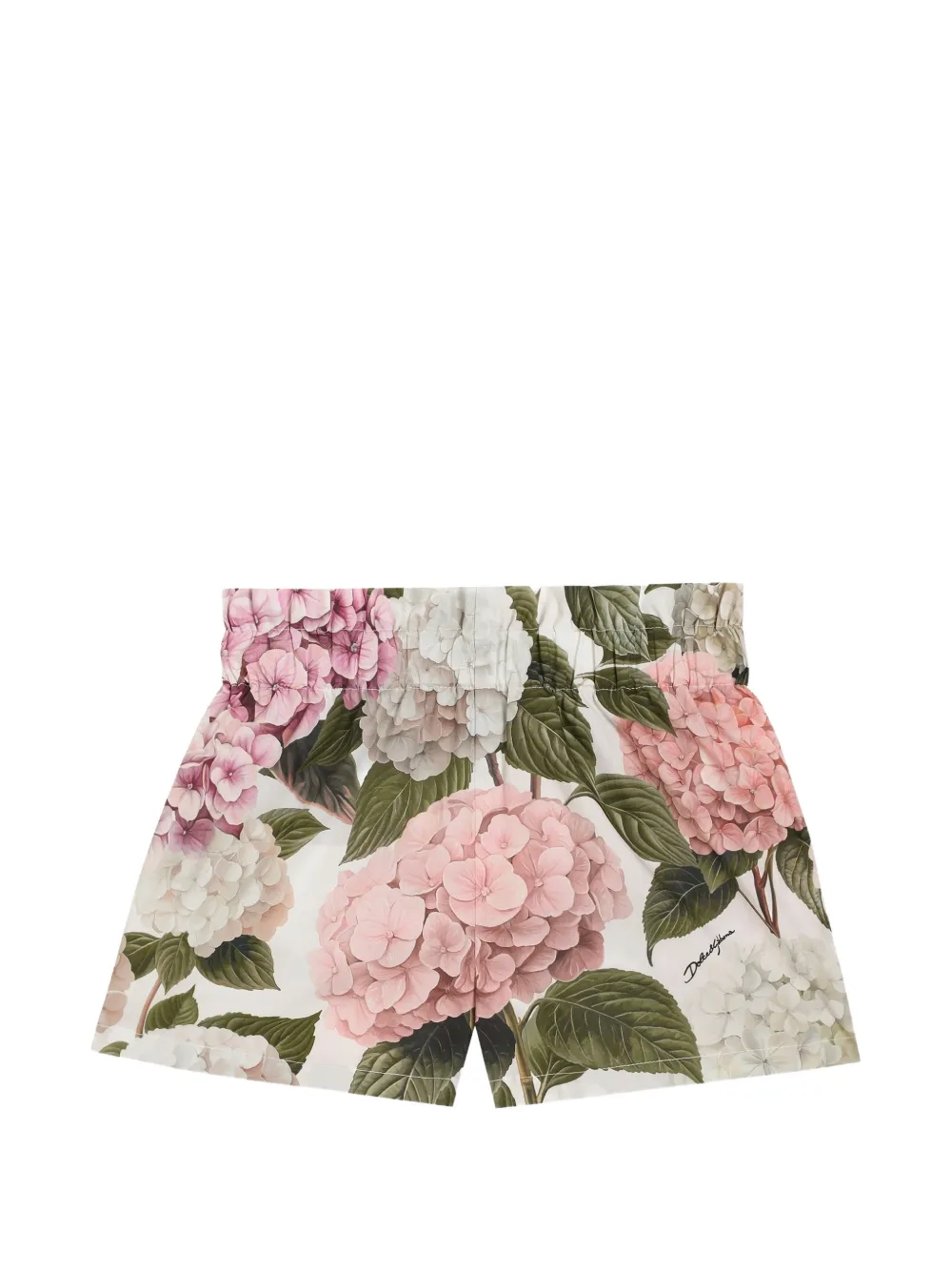 Dolce & Gabbana Kids hydrangea-print poplin shorts - Bianco