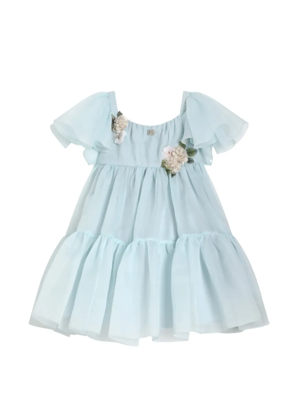 Dolce & Gabbana Kids Geblümtes Kleid mit Rüschen - Blau